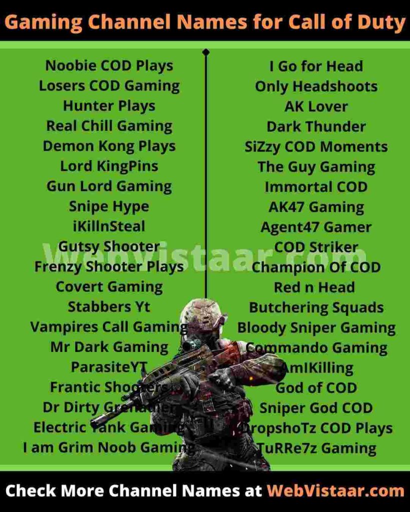 gaming channel names for call of duty